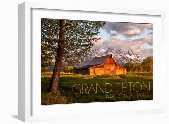 Grand Teton National Park, Wyoming - Barn and Tree-Lantern Press-Framed Art Print