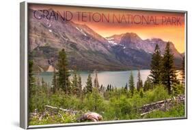 Grand Teton National Park, Wyoming - Lake and Peaks at Sunset-Lantern Press-Framed Art Print