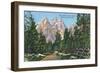 Grand Teton National Park, Wyoming, Road to Jenny Lake View of the Grand Tetons-Lantern Press-Framed Art Print