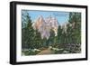 Grand Teton National Park, Wyoming, Road to Jenny Lake View of the Grand Tetons-Lantern Press-Framed Art Print