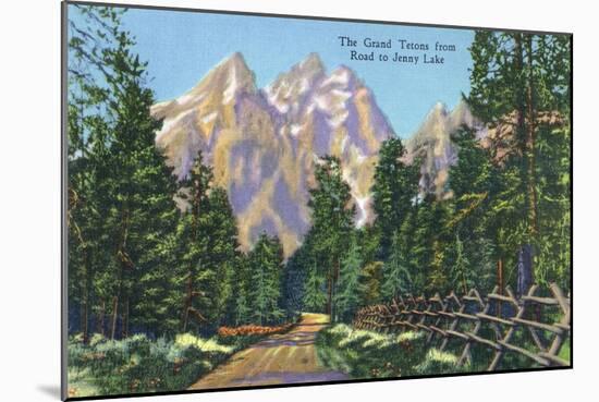 Grand Teton National Park, Wyoming, Road to Jenny Lake View of the Grand Tetons-Lantern Press-Mounted Art Print