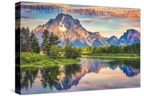 Grand Teton National Park, Wyoming - Sunrise and Snake River-Lantern Press-Stretched Canvas