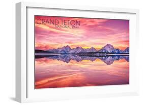 Grand Teton National Park, Wyoming - Sunset and Jackson Lake-Lantern Press-Framed Art Print