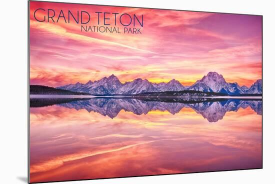 Grand Teton National Park, Wyoming - Sunset and Jackson Lake-Lantern Press-Mounted Art Print