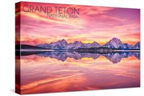 Grand Teton National Park, Wyoming - Sunset and Jackson Lake-Lantern Press-Stretched Canvas