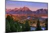 Grand Teton National Park, Wyoming - Sunset River and Mountains-Lantern Press-Mounted Art Print