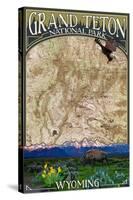 Grand Teton National Park, Wyoming - Topographical Map-Lantern Press-Stretched Canvas