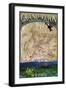 Grand Teton National Park, Wyoming - Topographical Map-Lantern Press-Framed Premium Giclee Print