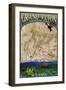 Grand Teton National Park, Wyoming - Topographical Map-Lantern Press-Framed Art Print