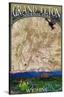 Grand Teton National Park, Wyoming - Topographical Map-Lantern Press-Stretched Canvas