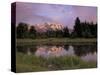 Grand Teton Range and Reflection from Schwabacher Landing, Grand Teton National Park, Wyoming, USA-Jamie & Judy Wild-Stretched Canvas