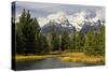 Grand Tetons, from Schwabachers Landing, Grand Teton National Park, Wyoming, USA-Michel Hersen-Stretched Canvas