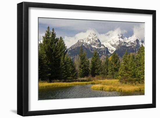 Grand Tetons, from Schwabachers Landing, Grand Teton National Park, Wyoming, USA-Michel Hersen-Framed Photographic Print