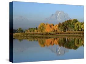 Grand Tetons in Autumn from the Oxbow, Grand Teton National Park, Wyoming, USA-Michel Hersen-Stretched Canvas