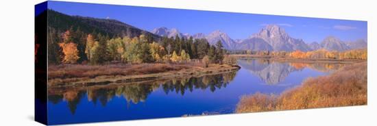 Grand Tetons Reflected in Oxbow Bend, Wyoming-null-Stretched Canvas