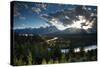 Grand Tetons, Wyoming: Snake River with the Sun Setting over the Grand Tetons in the Background-Brad Beck-Stretched Canvas