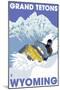 Grand Tetons, Wyoming, Snowmobile Scene-Lantern Press-Mounted Art Print