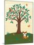 Grand Tree & Foxes-Teresa Woo-Mounted Art Print