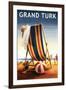 Grand Turk - Beach Chair and Ball-Lantern Press-Framed Art Print