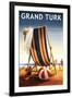 Grand Turk - Beach Chair and Ball-Lantern Press-Framed Art Print