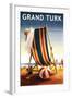 Grand Turk - Beach Chair and Ball-Lantern Press-Framed Art Print