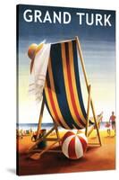 Grand Turk - Beach Chair and Ball-Lantern Press-Stretched Canvas