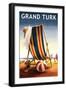 Grand Turk - Beach Chair and Ball-Lantern Press-Framed Art Print