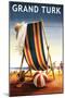 Grand Turk - Beach Chair and Ball-Lantern Press-Mounted Art Print