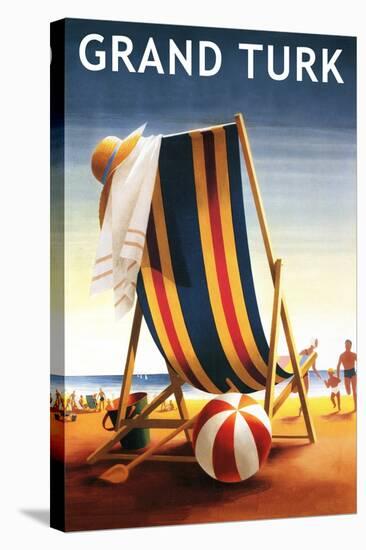 Grand Turk - Beach Chair and Ball-Lantern Press-Stretched Canvas