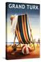 Grand Turk - Beach Chair and Ball-Lantern Press-Stretched Canvas