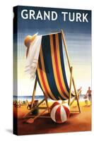 Grand Turk - Beach Chair and Ball-Lantern Press-Stretched Canvas
