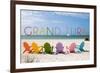Grand Turk - Colorful Beach Chairs-Lantern Press-Framed Premium Giclee Print