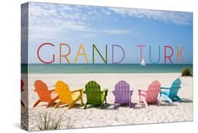 Grand Turk - Colorful Beach Chairs-Lantern Press-Stretched Canvas