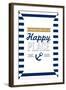 Grand Turk is my Happy Place - Stripes-Lantern Press-Framed Art Print