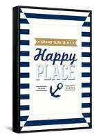 Grand Turk is my Happy Place - Stripes-Lantern Press-Framed Stretched Canvas