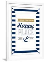 Grand Turk is my Happy Place - Stripes-Lantern Press-Framed Art Print