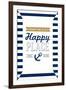 Grand Turk is my Happy Place - Stripes-Lantern Press-Framed Art Print