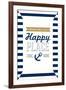 Grand Turk is my Happy Place - Stripes-Lantern Press-Framed Art Print