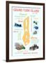 Grand Turk Island - Typography and Icons-Lantern Press-Framed Art Print