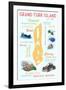 Grand Turk Island - Typography and Icons-Lantern Press-Framed Art Print