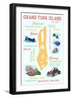 Grand Turk Island - Typography and Icons-Lantern Press-Framed Art Print