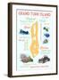 Grand Turk Island - Typography and Icons-Lantern Press-Framed Art Print