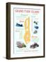 Grand Turk Island - Typography and Icons-Lantern Press-Framed Premium Giclee Print