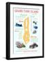 Grand Turk Island - Typography and Icons-Lantern Press-Framed Premium Giclee Print