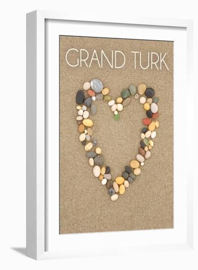 Grand Turk - Stone Heart on Sand-Lantern Press-Framed Art Print