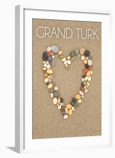 Grand Turk - Stone Heart on Sand-Lantern Press-Framed Art Print