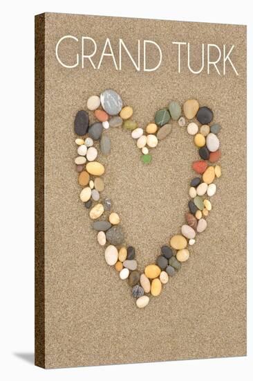 Grand Turk - Stone Heart on Sand-Lantern Press-Stretched Canvas