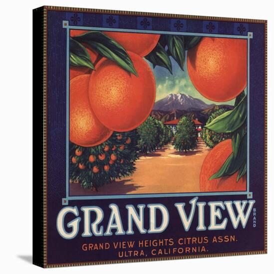 Grand View Brand - Ultra, California - Citrus Crate Label-Lantern Press-Stretched Canvas