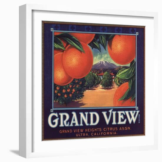 Grand View Brand - Ultra, California - Citrus Crate Label-Lantern Press-Framed Art Print