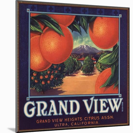 Grand View Brand - Ultra, California - Citrus Crate Label-Lantern Press-Mounted Art Print